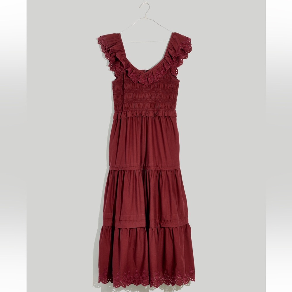 “Madewell” Lucie Vintage Mulberry Embroidered Cotton Midi Dress